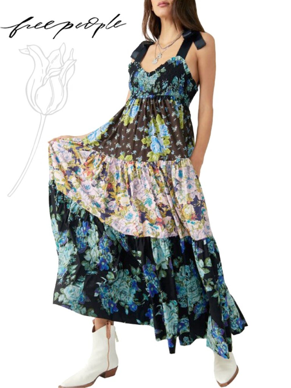 Free People Cool Combo Bluebell Maxi Dress